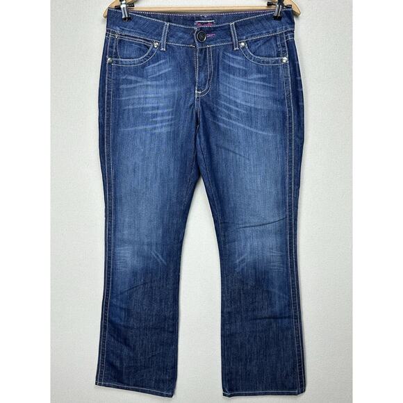 Wrangler Jeans Women’s 9/10x30 Blue Denim Bootcut Premium Patch Low Rise Cotton - Picture 1 of 15